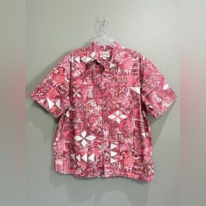 The Hawaiian Original Hilo Hattie Red Button Down One Pocket Men’s Shirt XL